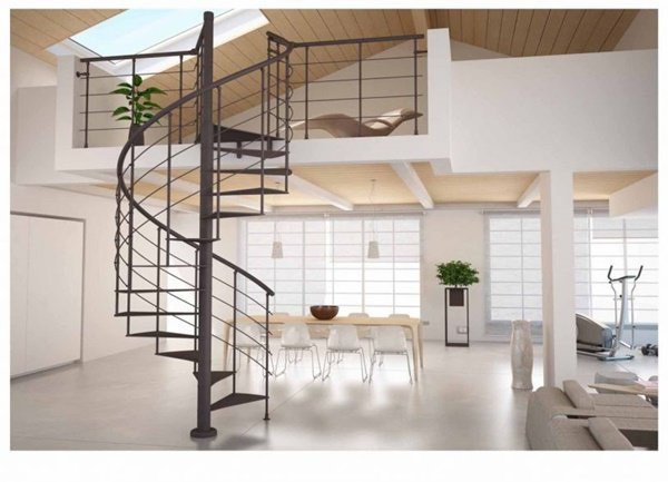Bạn có thể đặt vị trí cầu thang xoắn ốc ở bất kỳ vị trí nào trong nhà